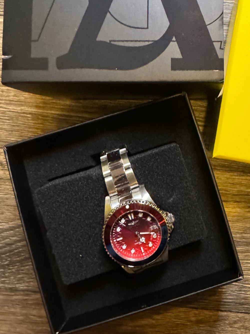 Invicta Silver Bracelet Watch with Red and Blue Gradient Dial
